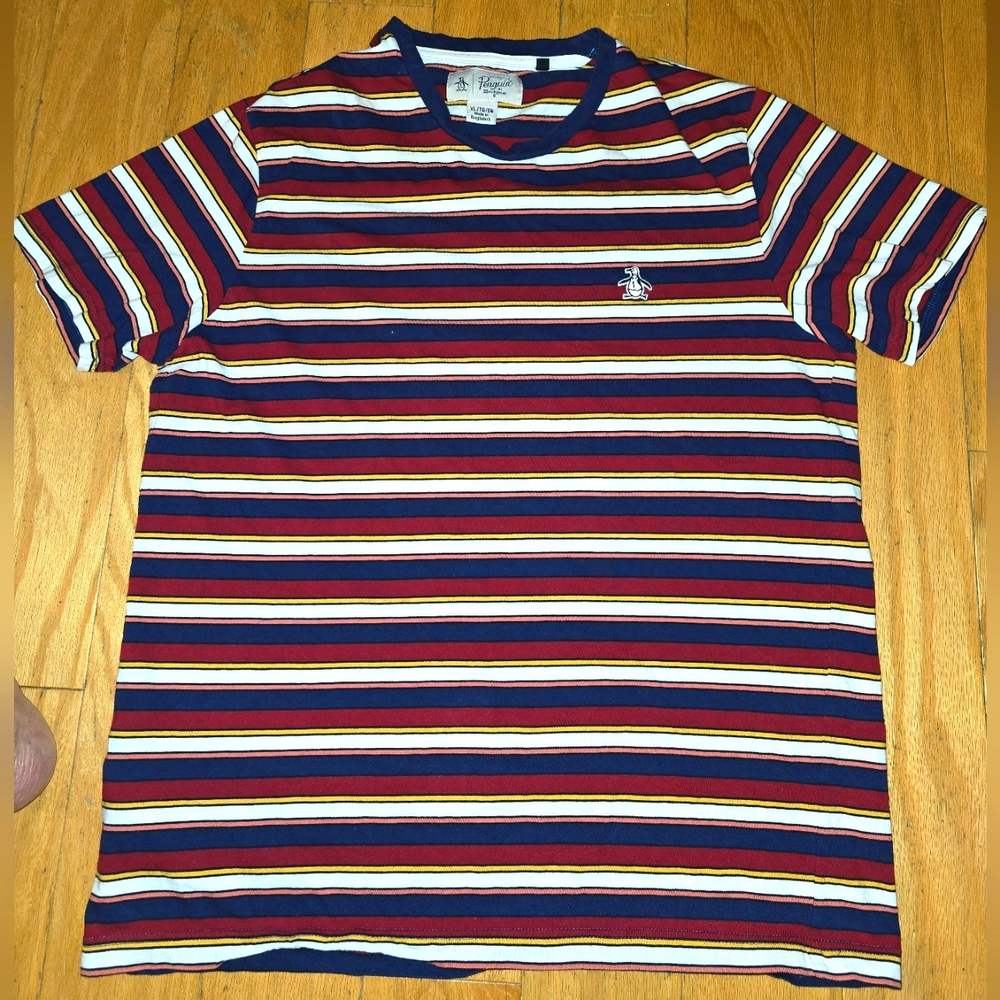 Original Penguin Red and Blue Short Sleeve Tee SIZE XL
